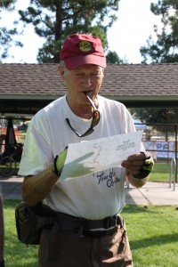 Woody studies the course map